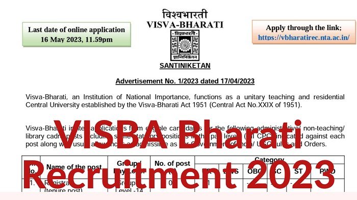 NTA Visva Bharati Recruitment 2023 विश्व भारती ने नॉन-टीचिंग पोस्ट के ...