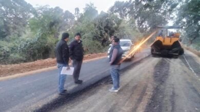 कलेक्टर ने चरईडॉड़-बगीचा में चल रहे सड़क निर्माण कार्य का किया निरीक्षण